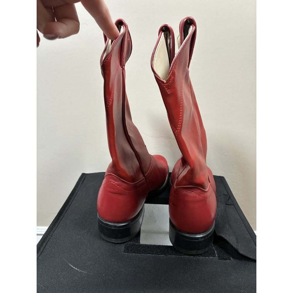 Laredo Sz 7 Red Leather Cowboy Boots Roper Western Made in USA Cowgirl Vtg - Picture 2 of 7